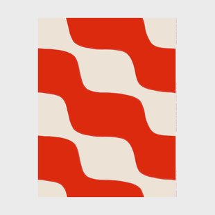 Marimekko Taifuuni stof Naturel wit, oranjerood, katoen