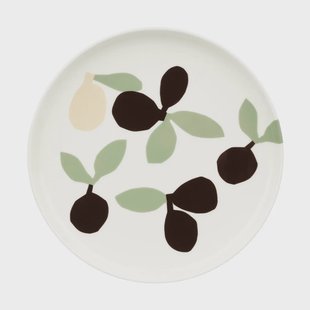 Marimekko Omppo bordje Wit, salie, zwart, bruin, linnen, 20 cm