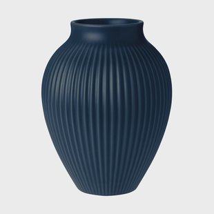 Knabstrup Keramik Knabstrup vaas geribbeld 20 cm Dark blue