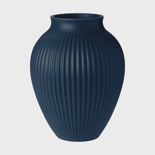 Knabstrup Keramik Knabstrup vaas geribbeld 27 cm Dark blue