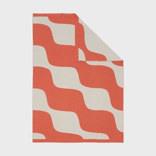 Marimekko Taifuuni plaid Off white-orange red, 140x180 cm
