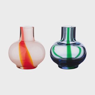 Marimekko Mini vaas 2-delig Light blue-dark green-red-white