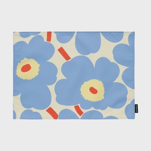 Marimekko Pieni Unikko placemat Off white-light blue-melon-orange red, 31x42 cm