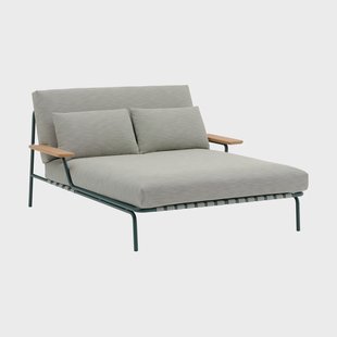 Muuto Settle loungebed Ribbed Weave 2-donkergroen, met armleuningen