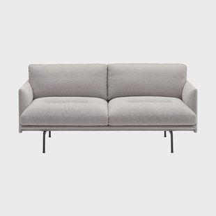 Muuto Outline Soft bank Clay 12-zwarte poten, 2-zits