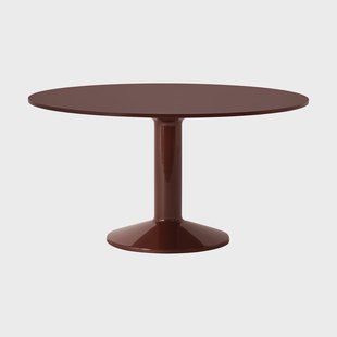 Muuto Midst pilaar­tafel Donkerrood linoleum-donkerrood, Ø140 cm