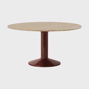 Muuto Midst pilaar­tafel Geolied eiken-donkerrood, Ø140 cm