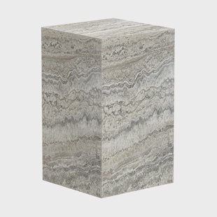 NORR11 Cubism bijzettafel Zilver travertin, 30x30x50 cm