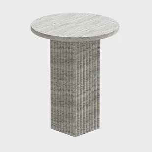 NORR11 Soho bijzettafel Zilver travertin, Ø40x50 cm