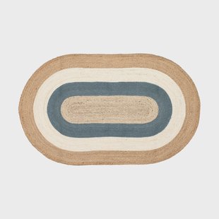 Dixie Elin gestreept ovaal jutekleed 92x150 cm Horizon blue, oval, 92x150 cm