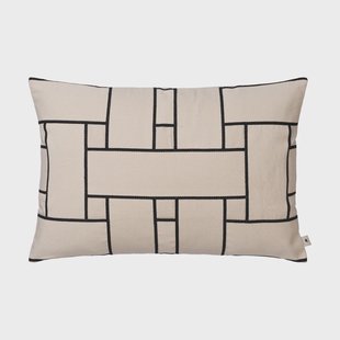 Ferm Living Lattice Offset kussenhoes Off-white-zwart, 40x60 cm