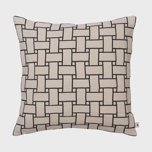 Ferm Living Lattice kussenhoes Off-white-zwart, 50x50 cm