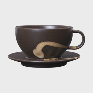 Ferm Living Koyo kop en schotel 36 cl Donkerbruin-buff