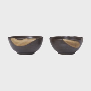 Ferm Living Koyo schaal 2-pack Donkerbruin-buff, Ø8,5x4,5 cm