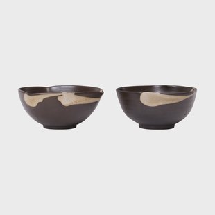 Ferm Living Koyo schaal 2-pack Donkerbruin-buff, Ø11,5x6 cm