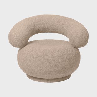 Ferm Living Orbo loungestoel swivel Raw bouclé - Naturel