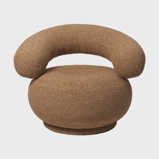 Ferm Living Orbo loungestoel swivel Raw bouclé - Tan