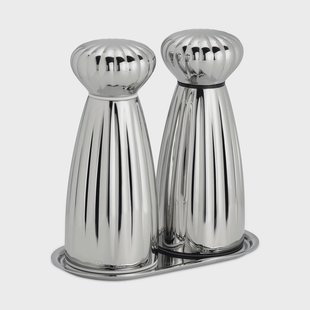 Robert Welch Palm Bright zout- en pepermolenset Small – roestvrij staal, met tray