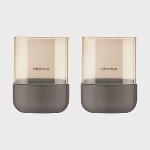 blomus Calma waxinelichthouder Ø7 cm 2-pack Burned Metal-metallic finish