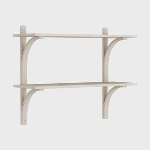 Swedese Levi wandplank Witgepigmenteerd essenhout-roestvrijstaal,2 planken,90 cm