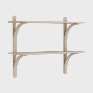 Swedese Levi wandplank Witgepigmenteerd eiken-roestvrijstaal,2 planken,90 cm