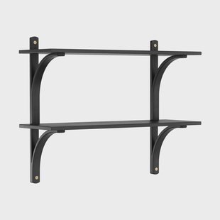 Swedese Levi wandplank Zwart essenhout-messing,2 planken,90 cm