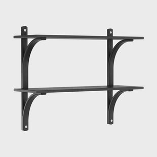 Swedese Levi wandplank Zwart essenhout-roestvrijstaal,2 planken,90 cm