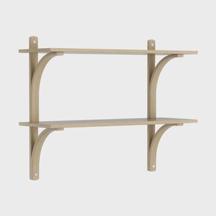 Swedese Levi wandplank Gelakt eiken-roestvrijstaal,2 planken,90 cm