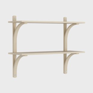 Swedese Levi wandplank Gelakt essenhout-roestvrijstaal,2 planken,90 cm