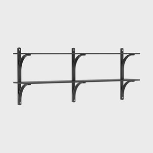 Swedese Levi wandplank Zwart essenhout-roestvrijstaal,2 planken,180 cm
