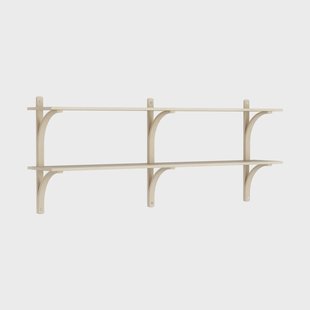 Swedese Levi wandplank Gelakt essenhout-roestvrijstaal,2 planken,180 cm