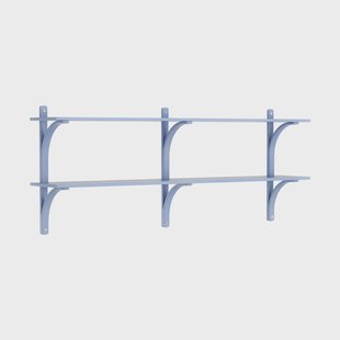 Swedese Levi wandplank Ilke blauw-roestvrijstaal,2 planken,180 cm
