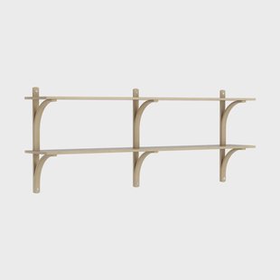 Swedese Levi wandplank Gelakt eiken-roestvrijstaal,2 planken,180 cm