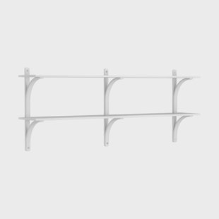 Swedese Levi wandplank Wit essenhout-roestvrijstaal,2 planken,180 cm
