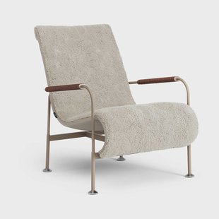 Swedese Serpentine fauteuil Schapenvacht Moonlight-nutmeg-Tärnsjö Cognac