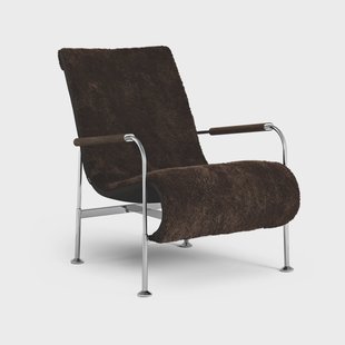 Swedese Serpentine fauteuil Schapenvacht Espresso-chroom