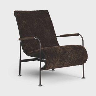 Swedese Serpentine fauteuil Schapenvacht Espresso-donkerbruin