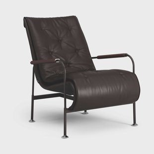 Swedese Serpentine fauteuil Leer Elmo Soft donkerbruin-Tärnsjö Tobacco