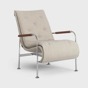 Swedese Serpentine fauteuil Stof Romo Linara Rye-chroom-Tärnsjö Cognac