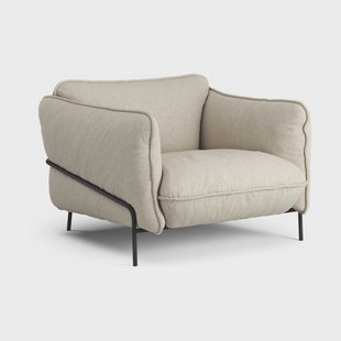 Swedese Continental fauteuil Sealife Dark beige/white-zwartgelaktstaal