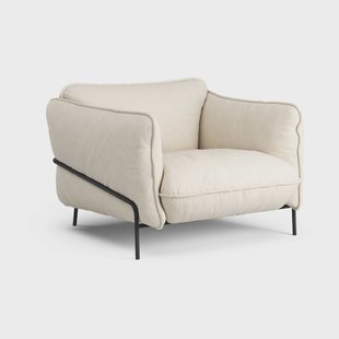 Swedese Continental fauteuil Sealife Light beige/white-zwartgelaktstaal
