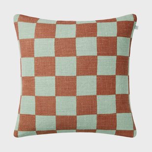 Chhatwal & Jonsson Buffalo Check Aqua-apricot orange, 50x50 cm