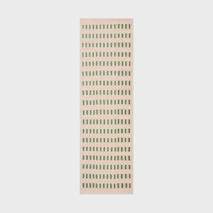 Chhatwal & Jonsson Ladakh wollen vloerkleed Off white-cactus green-dusty pink, 80x250 cm
