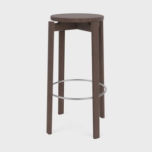 Audo Copenhagen Passage barkruk Donkergebeitst eiken-roestvrijstaal,75 cm