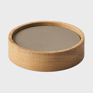 LIND DNA Wood Box onderzetterset Nature-oak, circle, S, Nupo clay brown, 9 delar