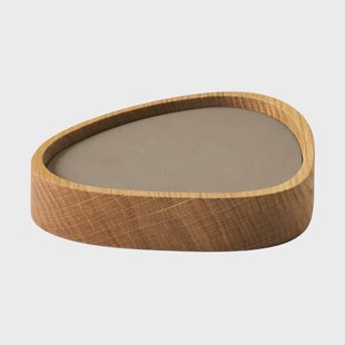 LIND DNA Wood Box onderzetterset Nature-oak, curve, S, Nupo clay brown, 9 delar