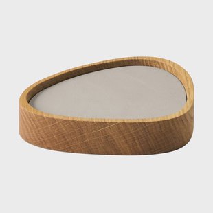 LIND DNA Wood Box onderzetterset Nature-oak, curve, S, Nupo oyster white, 9 delar