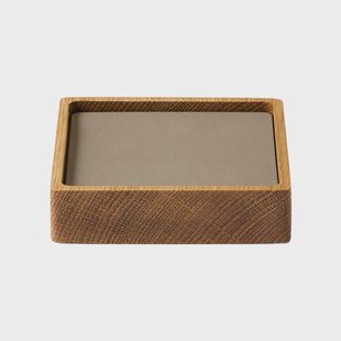 LIND DNA Wood Box onderzetterset Nature-oak, square, S, Nupo clay brown, 9 delar