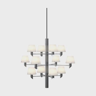 Herstal Gil kroon 12 kroonluchter Chroom-opaalglas