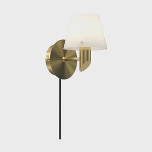 Herstal Gil wandlamp Satijnmessing-opaalglas